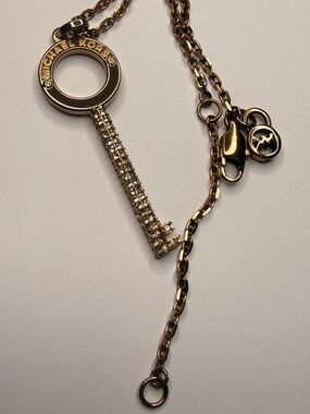 Michael Kors Gold-Tone Crystal Key Pendant Necklace